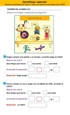 Problemas de suma y resta