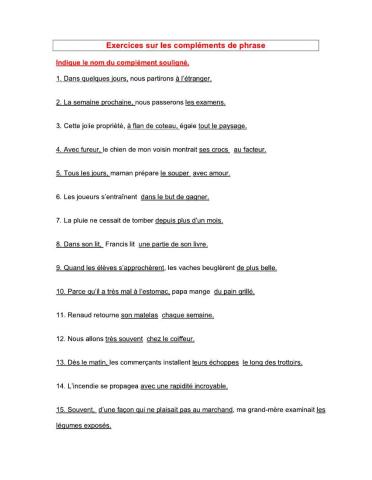 Les compléments de phrase