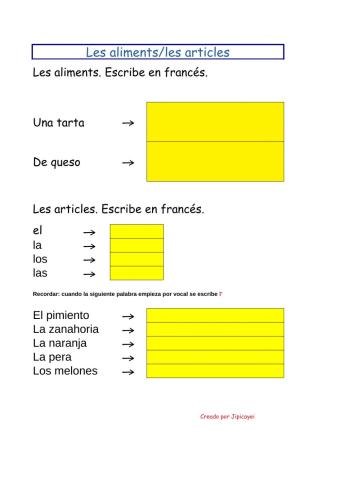 Les aliments- les articles