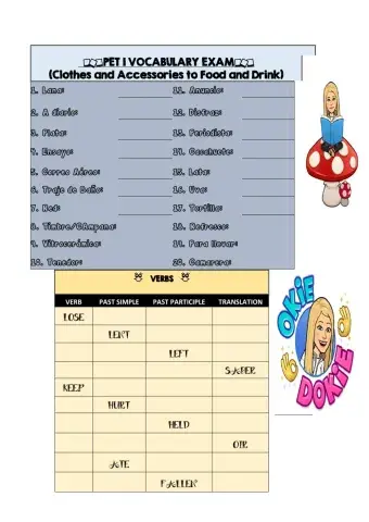Vocabulary and verbs 4 pet 1