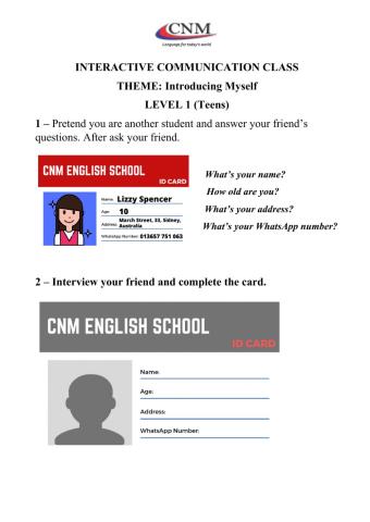 Intruducing Myself - Interview- L1 Teens-StudentA