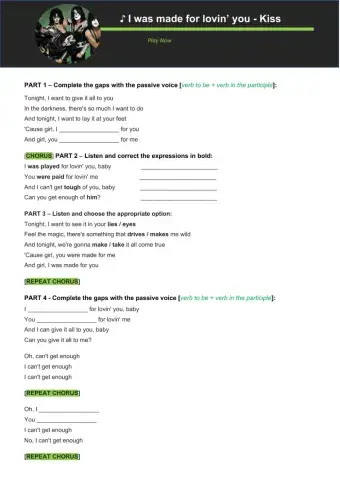 Passive Voice with Kiss