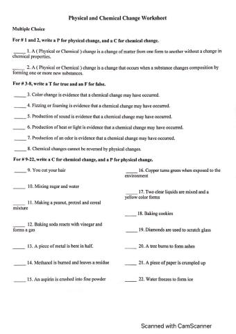 Physical and Chemical changes 