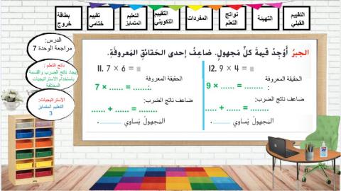 مراجعة الوحدة السابعة الصف الثالث اللون الاخضر