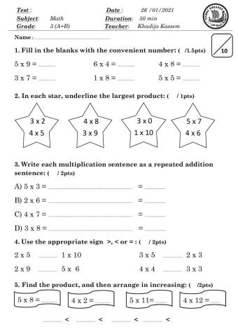 Math Quiz for Grade 3
