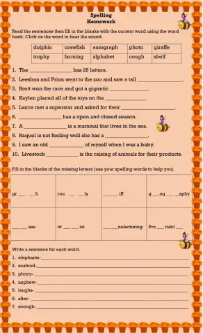 Words with 'f' sound