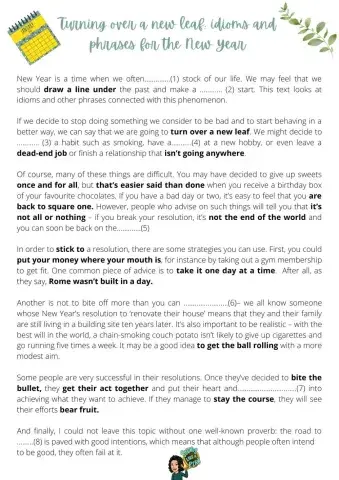 Turning over a new leaf: idioms and phrases for the New Year