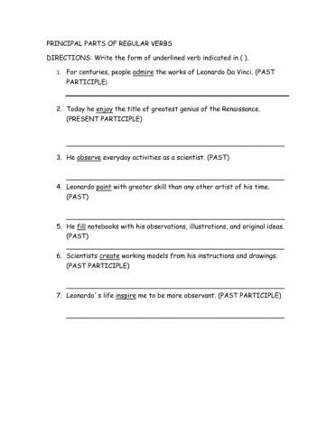 Parts of regular verbs