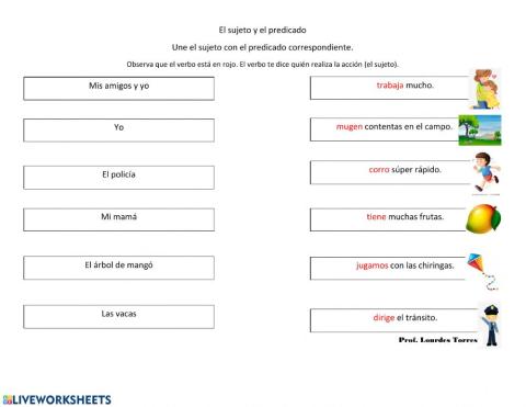 Sujeto y Predicado Pareo 1
