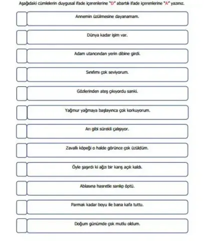 Duygusal-abartili cümleler