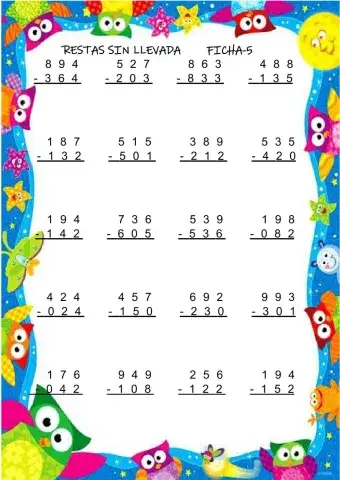 Restas sin llevada tres cifras-5