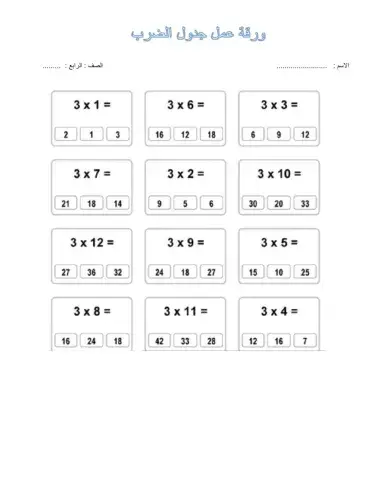 جدول الضرب 7