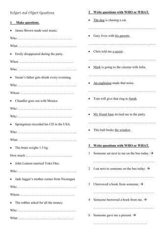 Subject object questions