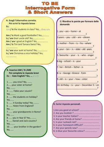 Verb BE: interrogative form and short answers