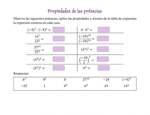 Propiedades de la potenciación