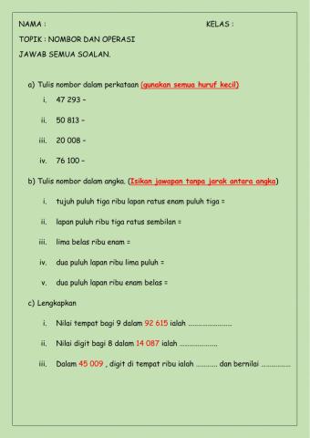 Nombor Dan Operasi