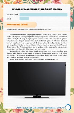 LKPD tata surya kelas 6