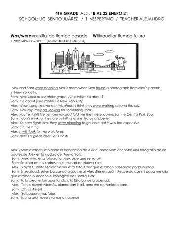 4TH GRADE-18 al 22 ENERO 21