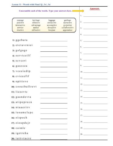 Lesson 11 - Words with Final -ĭj-, -ĭv-, -ĭs-
