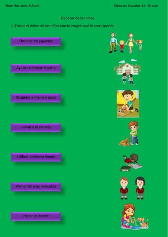 Deberes de los niños 1ero