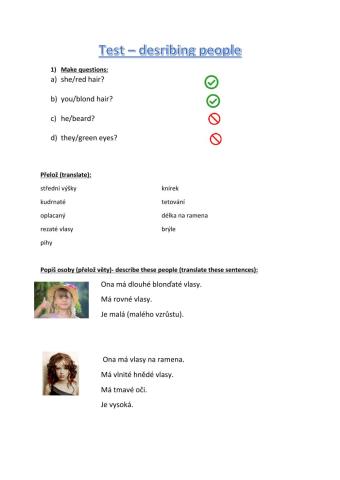 Describing people - test