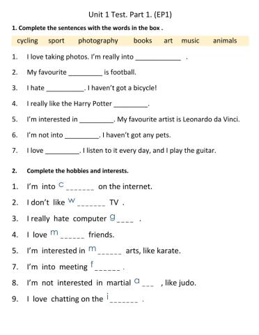 Unit 1 Test. Part 1 .EP1.