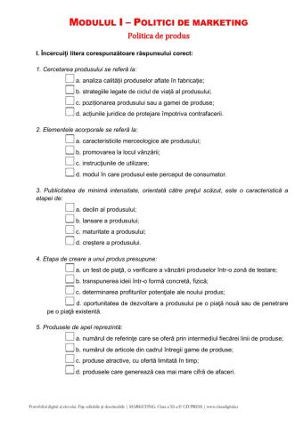 Politica de produs - test