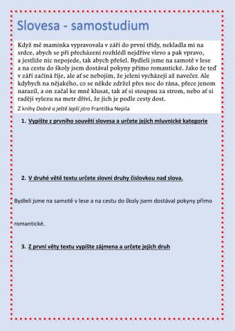 Opakování tvarosloví