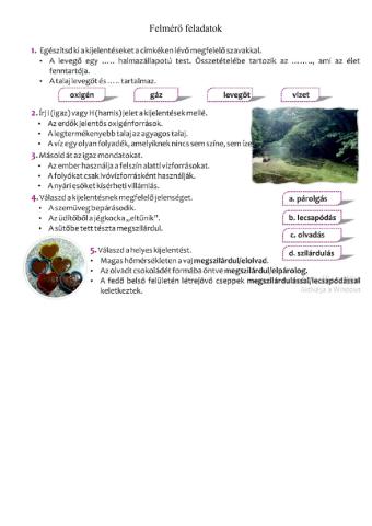 Felmérő - halmazállapotváltozások