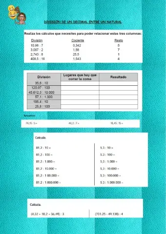 División decimales