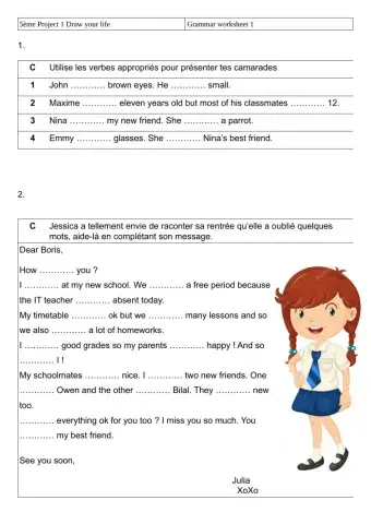 5ème Project 1 grammar worksheet