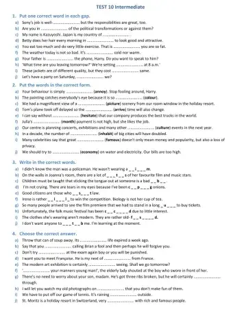 Test leksykalny Intermediate 10