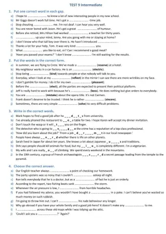 Test leksykalny Intermediate 9