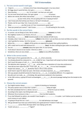 Test leksykalny Intermediate 9