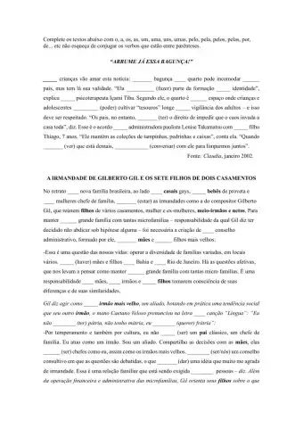 Artigos - Preposições e Contrações + VERBOS EM PRESENTE