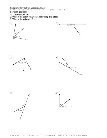 Complementary-Supplementary Angles Page 5 Practice