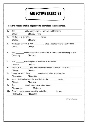 Adjectives exercise