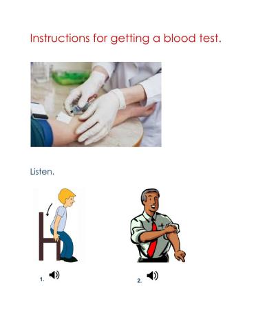 Instructions for getting a blood test.