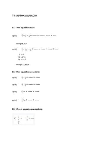 Autoavaluació operacions amb fraccions