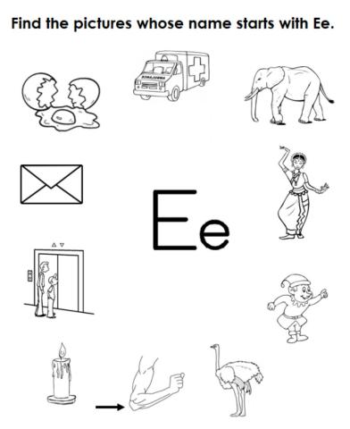 Letter E - picture search