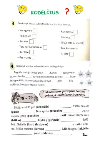 Kodėlčius sakinio skiryba ir ne tik