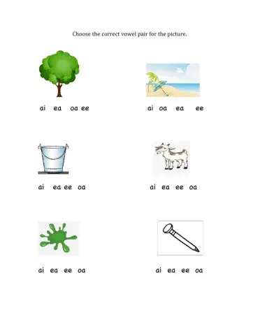 vowel pairs worksheet