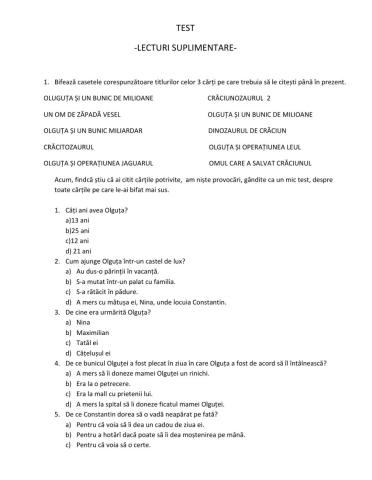 Test Lecturi suplimentare