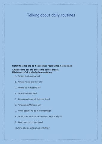 Talking about daily routines