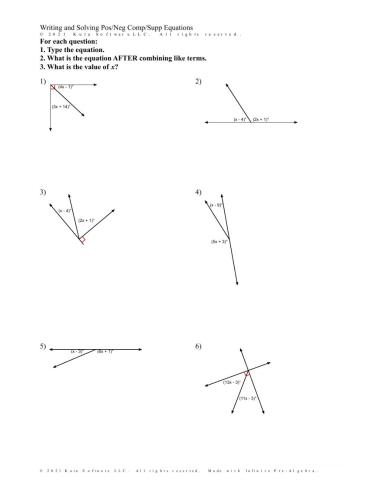 Complementary & Supplementary Angles Page 6
