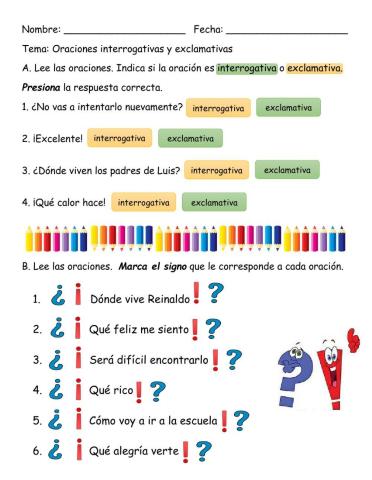 Oraciones interrogativas y exclamativas