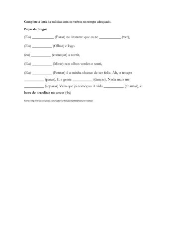 Pretérito Perfeito - Música: olhos verdes