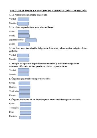 Función de reproducción y nutrición