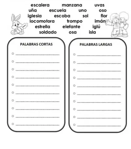 Palabras cortas y largas