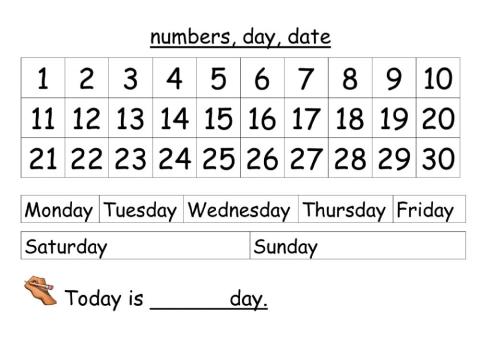 Numbers, days, months